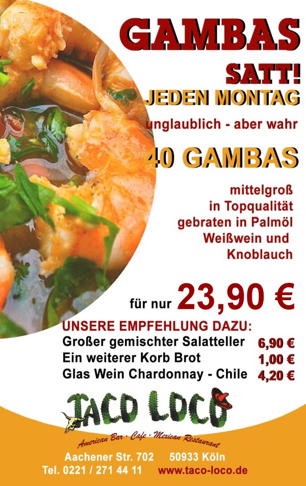 Aktionen Specials Taco Loco Köln Mexikanisch Steaks Burger